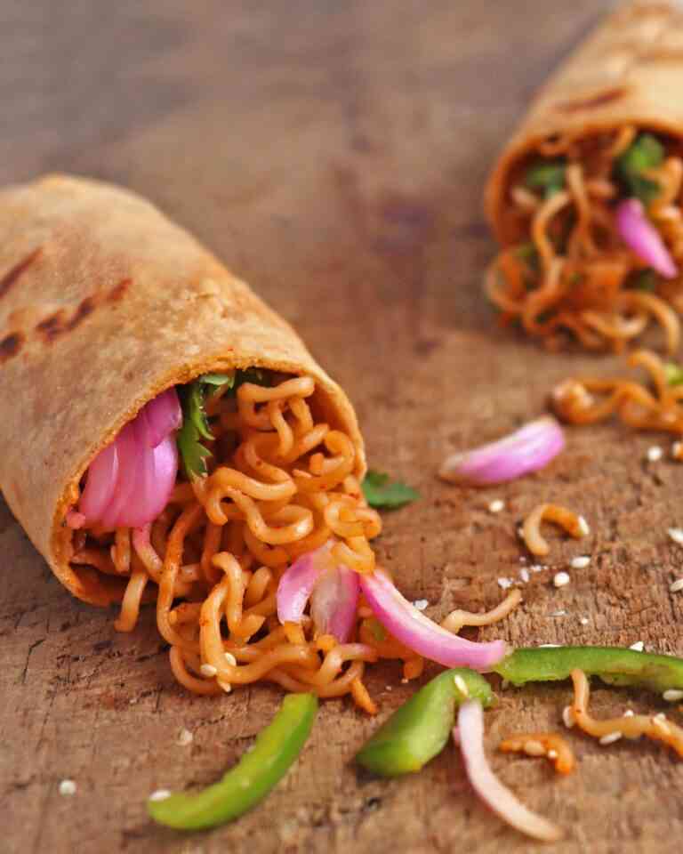 noddles wrap chicken cheese roll